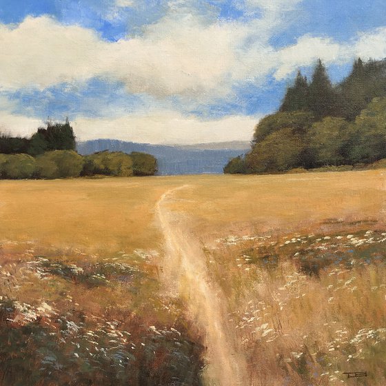 Summer Trail 210517, tonal impressionist landscape oil painting