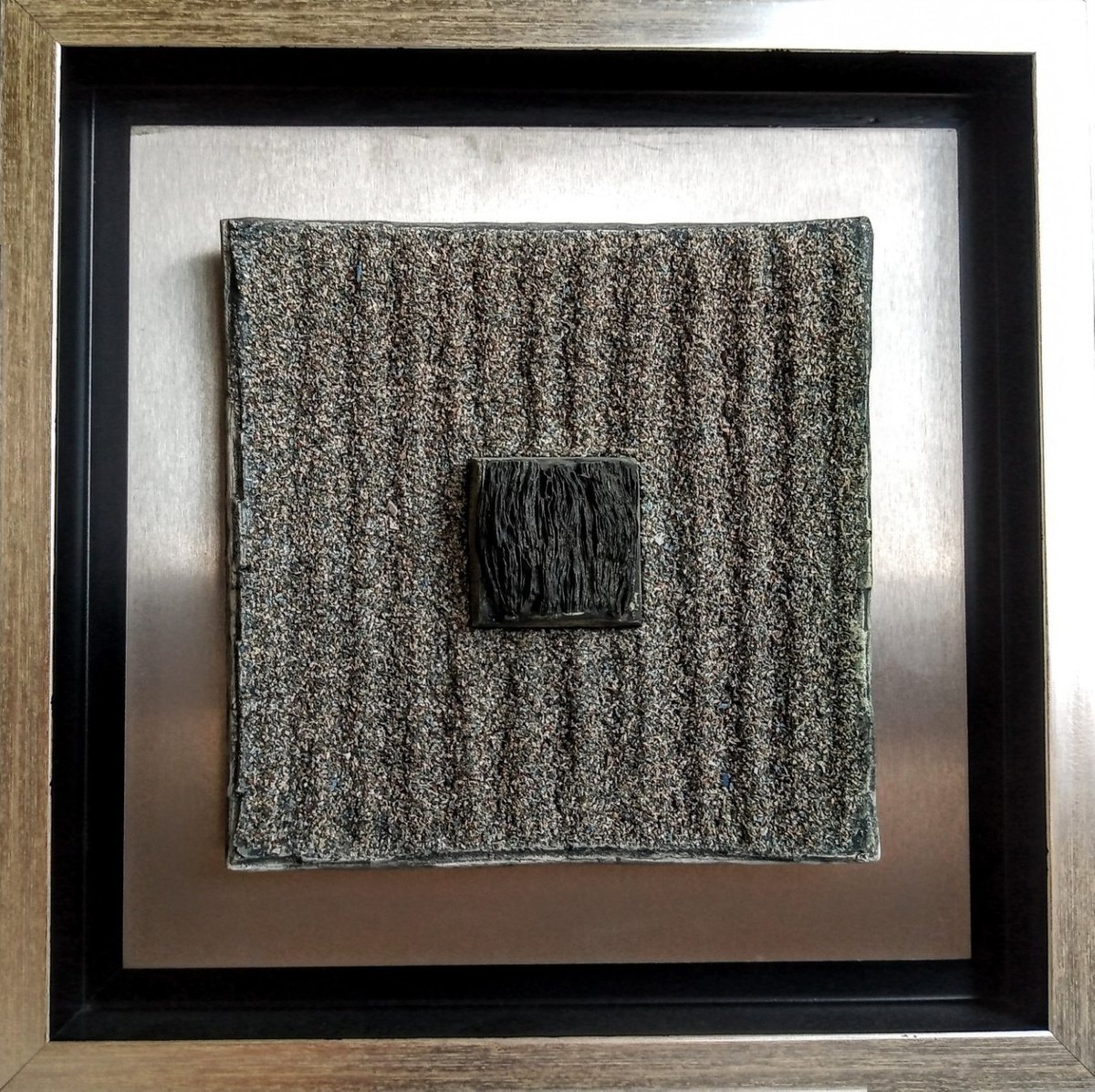 Geometric Abstract Relief By Rossitza Trendafilova, 12 X 12", "Silver Structure", Original Artwork