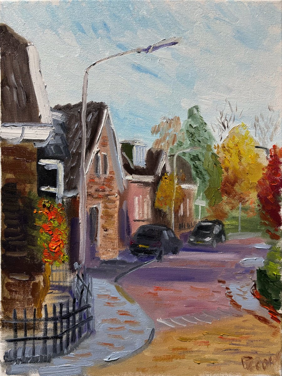Autumn Streets Of Beilen By Dmitry Fedorov, 12 X 16, Artwork For Sale On Artfinder