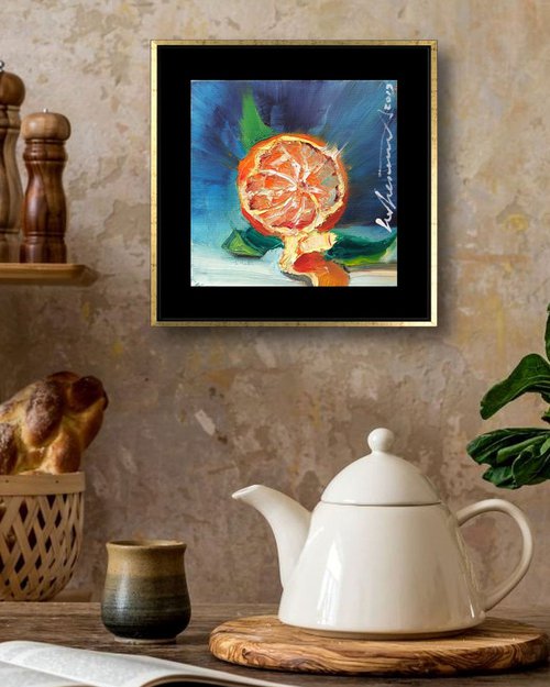 'PEELING A MANDARIN' - Small Oil Painting on Panel by Ion Sheremet
