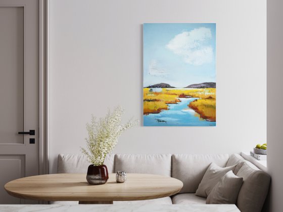 Warm day - a large impressionistic landscape painting