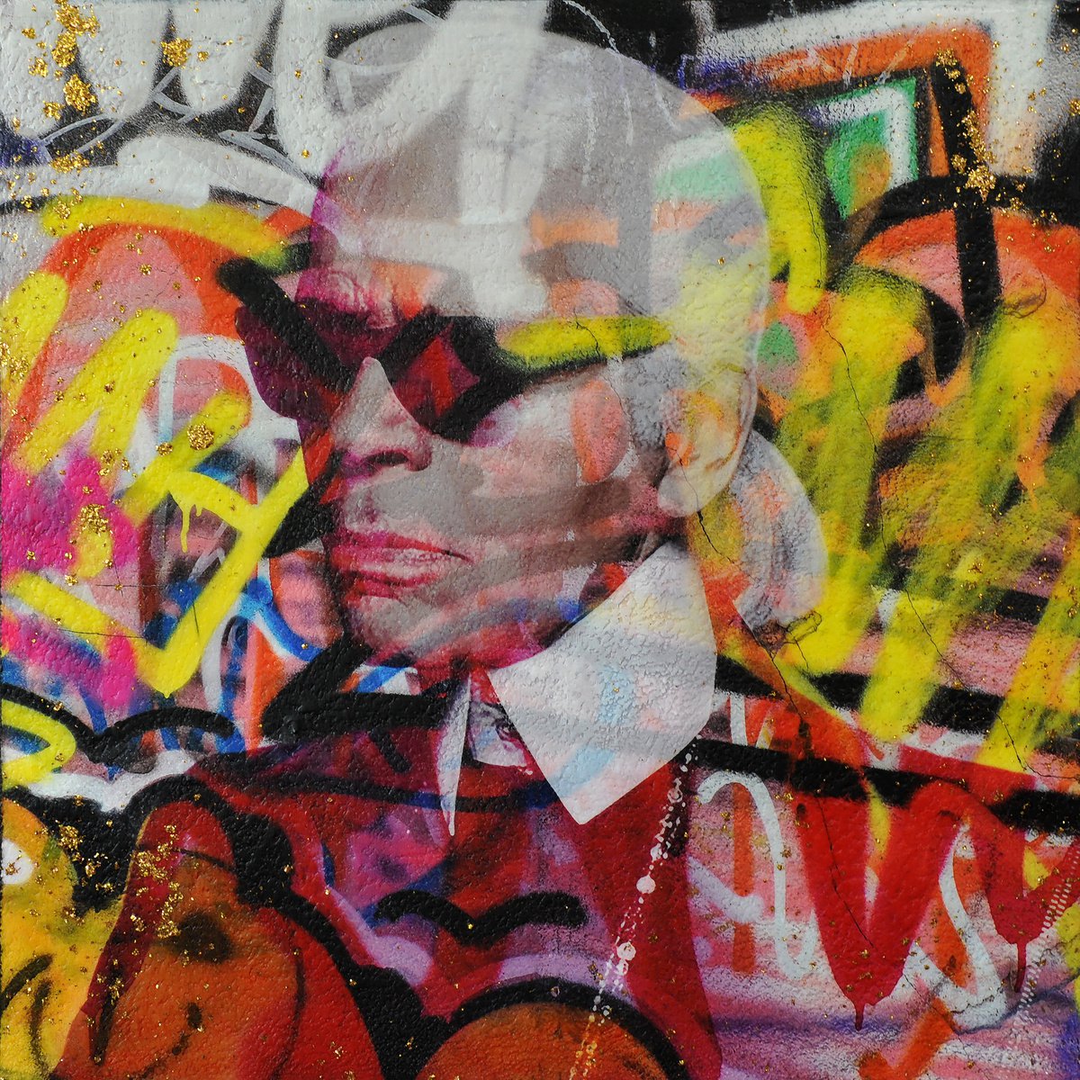 Urban And Pop Still Life Painting By Karin Vermeer, 39 X 39", Karl Lagerfeld, Original Artwork
