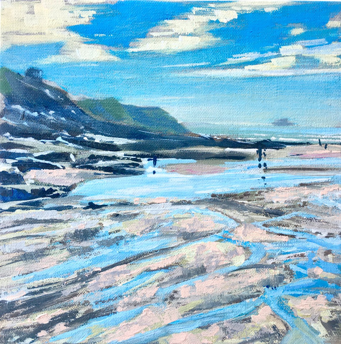 Polzeath beach ebb tide by Louise Gillard
