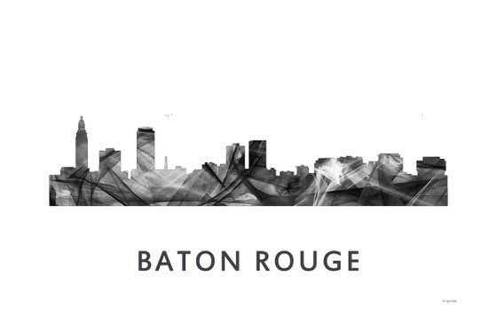 Baton Rouge Louisiana Skyline WB BW