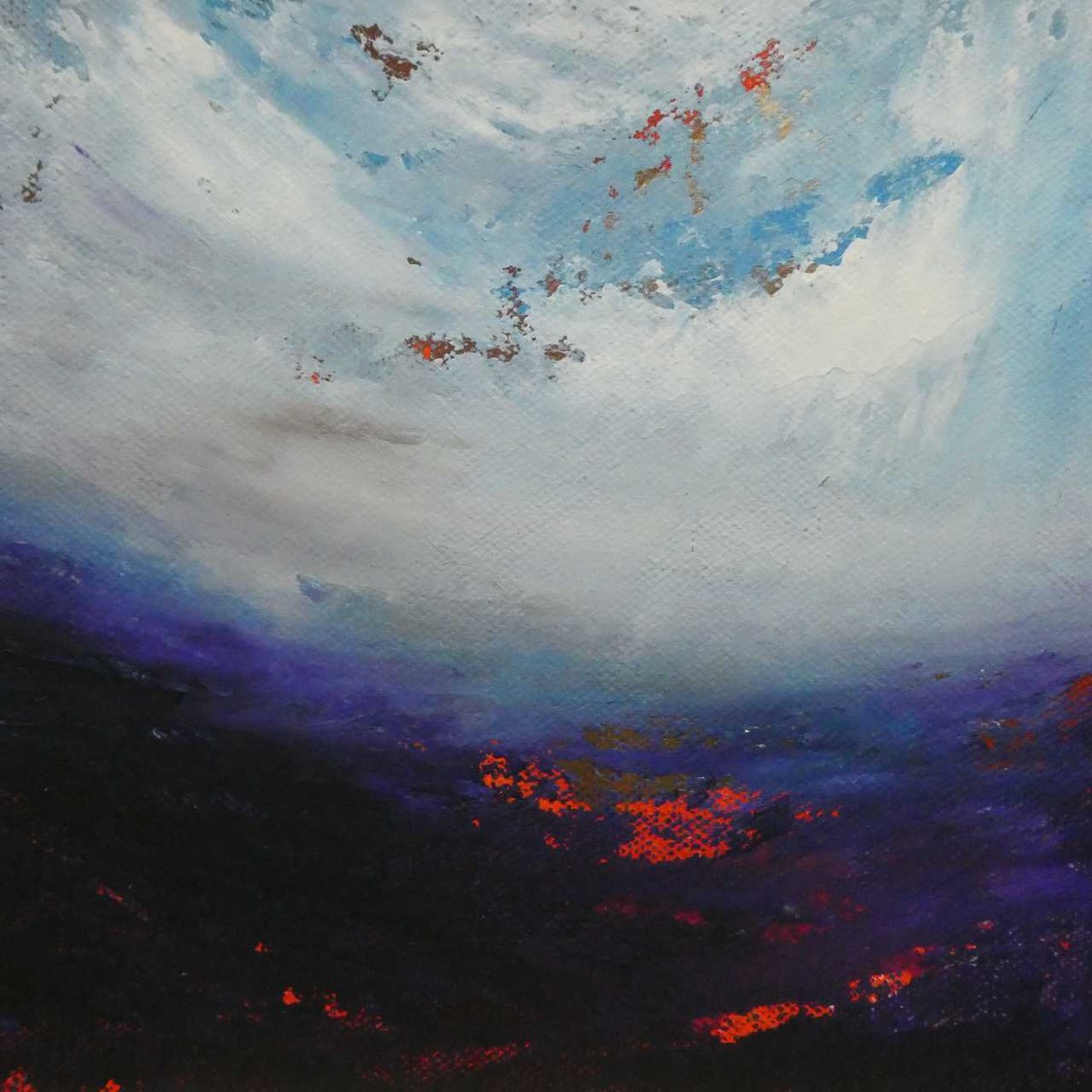 Impressionistic Landscape Acrylic Painting By Oconnart, 10 X 10", Glowing Embers, Original Artwork