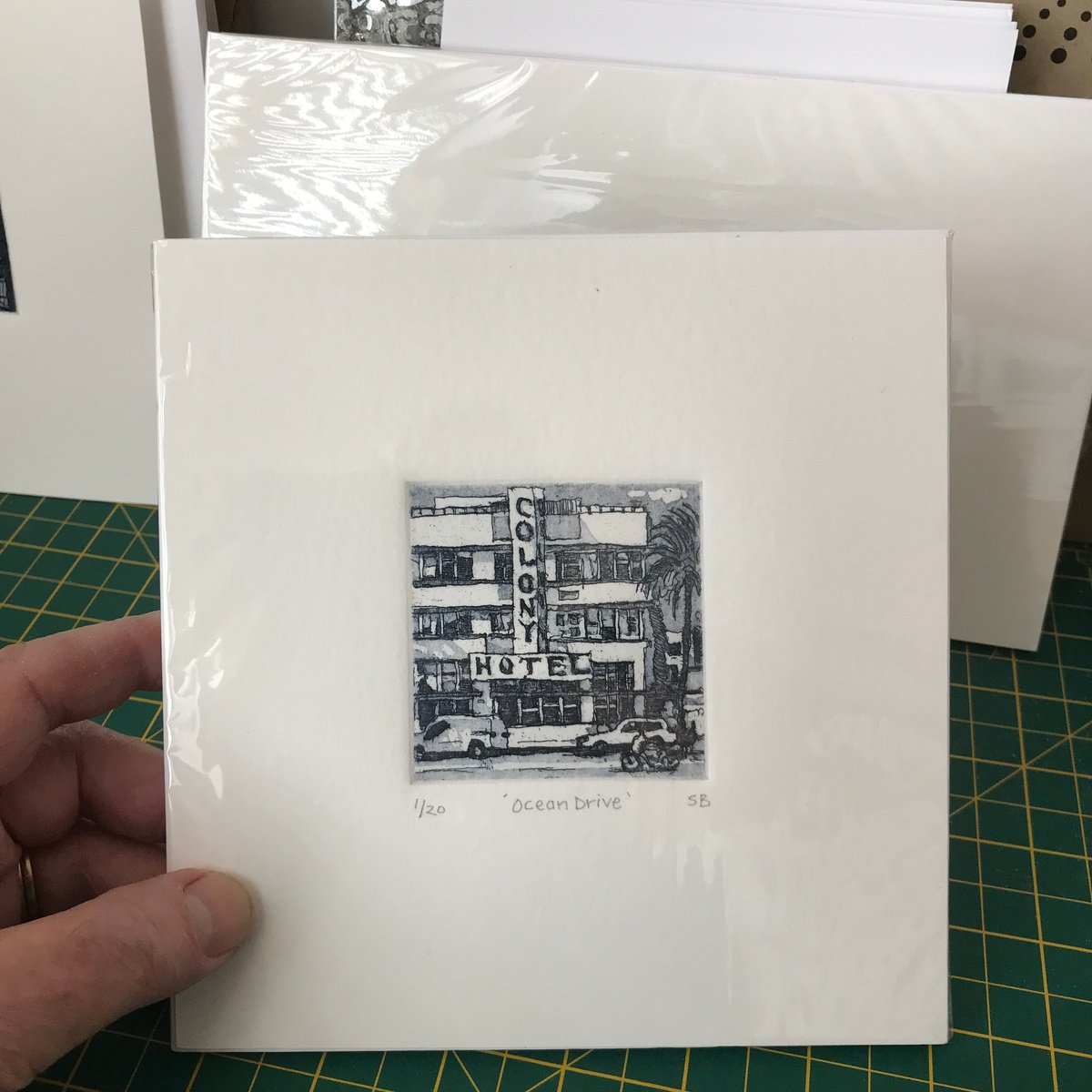 Impressionistic Cityscapes Etchings & Engravings By Stephen Brook, 7 X 7", Ocean Drive., Original Artwork