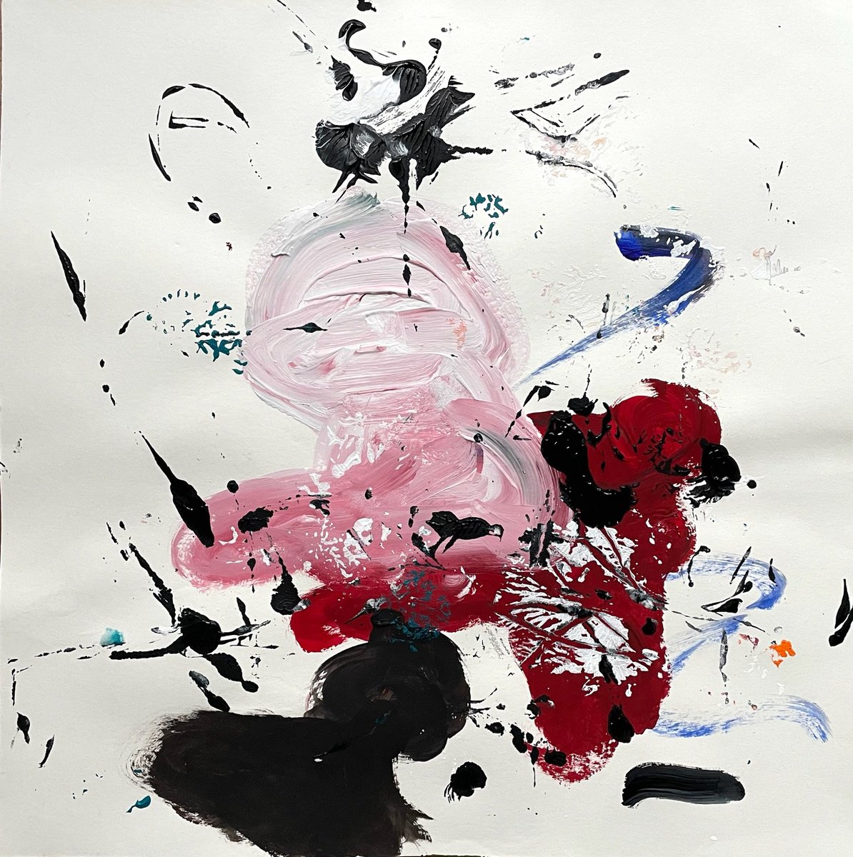 Expressive Abstract Acrylic Painting By Christel Haag, 16 X 16, Gummibarchen, Original Artwork