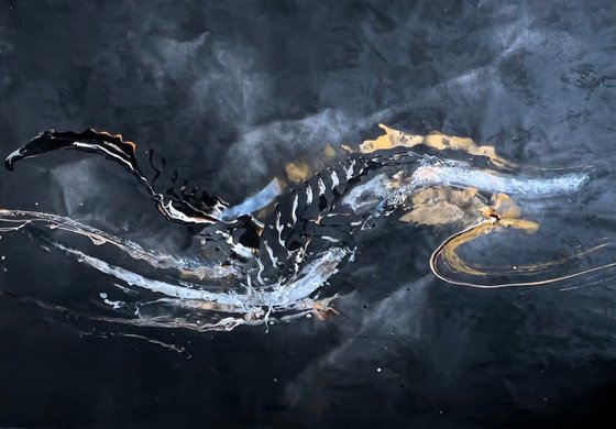 Silver Energy in Black Night