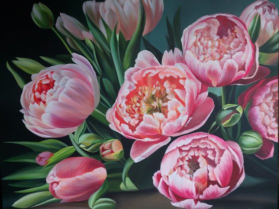 Peonies and tulips