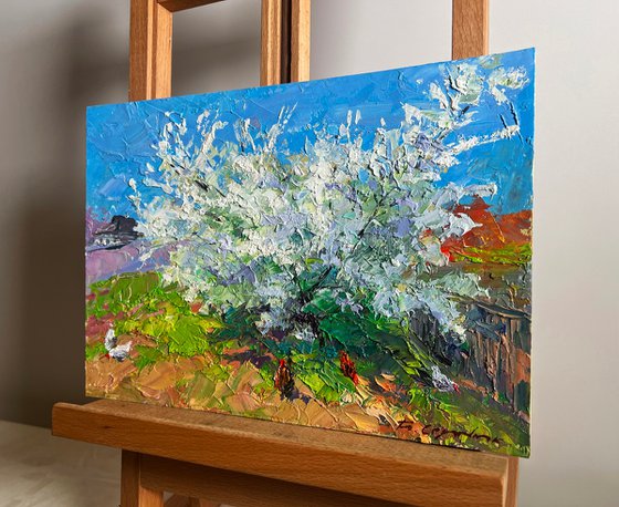 Flowering Tree and Chickens