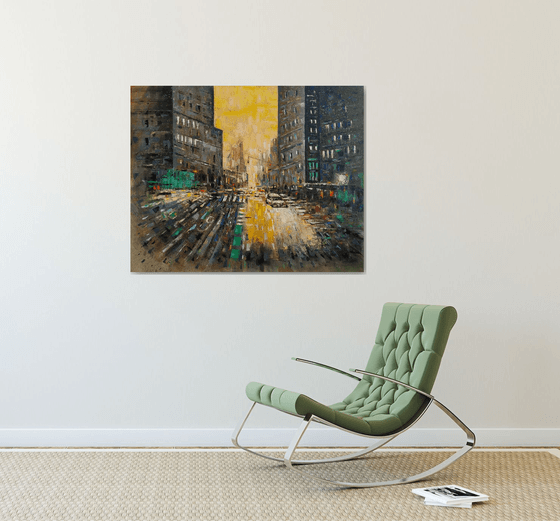 Cityscape (100x80cm, oil painting, ready to hang)