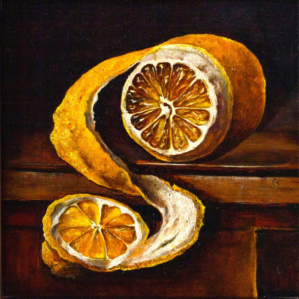 Photorealistic Still Life Oil Painting By Inga Loginova, 8 X 8, Lemon, Original Artwork