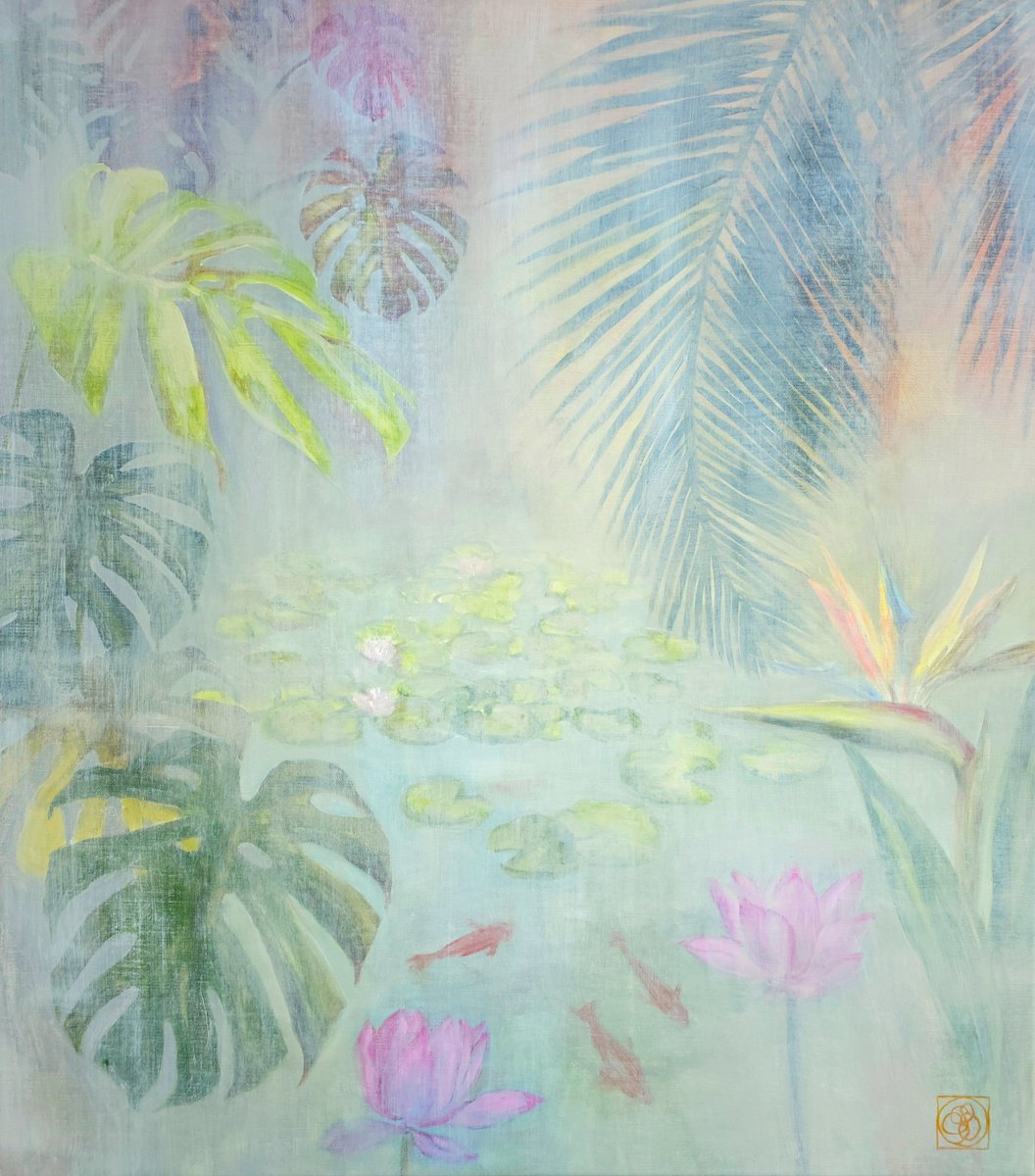 Lotus Pond By Katia Bellini, 31 X 35, Artwork For Sale On Artfinder