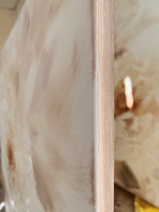 Beige modern flower painting.