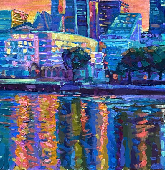 London City Skyline at Sunset
