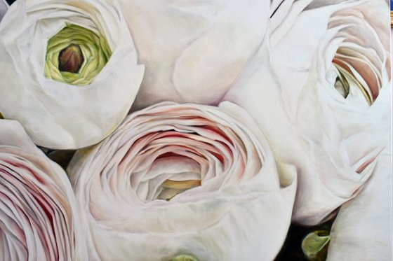 Original oil painting "My joy" with ranunculus 120*80 cm by Ivlieva Irina