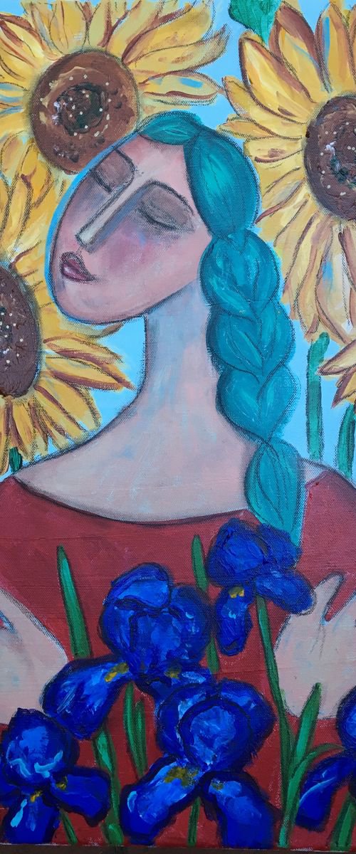 Van Gogh's garden. Sunflowers and Irises. by Anya Getter