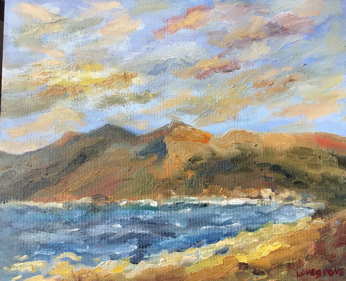 Impressionistic Landscape Oil Painting By Julian Lovegrove Art, 12 X 10", Dorset Coast, Original Artwork