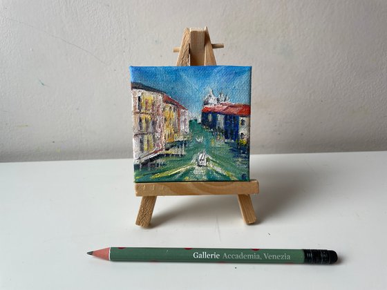 Venice Painting, Italy Original Miniature Oil Painting on Canvas, Small Artwork, Romantic Gift