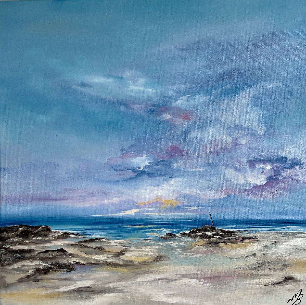 Impressionistic Landscape Oil Painting By Marja Brown, 21 X 21", Painted By The Wind, Original Artwork