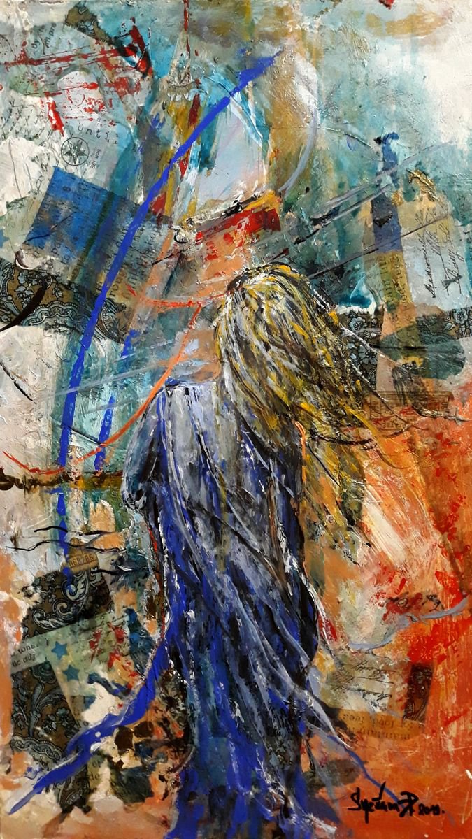 Expressive Abstract Painting By Snezana Djordjevic, 12 X 20", Coming Back To Life, Original Artwork