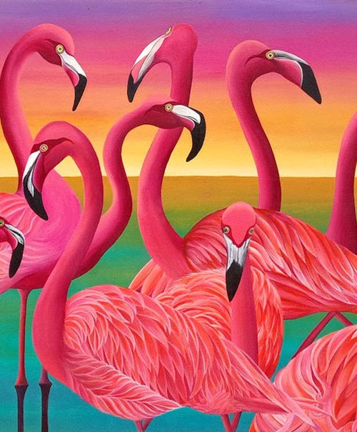 Pink flamingos by Micheline Lamarre Hadjis