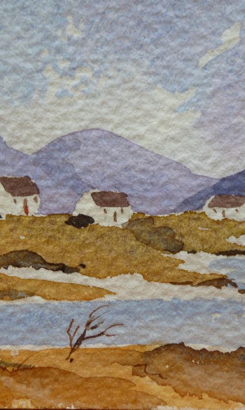 Cottages near the Twelve Bens by Maire Flanagan