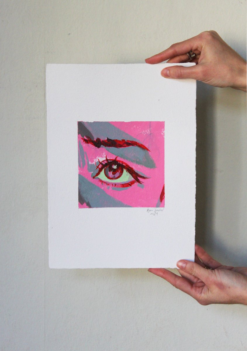 Expressive Portrait Acrylic Painting By Iryna Tymkul, 8 X 11, Eye 3, Original Artwork