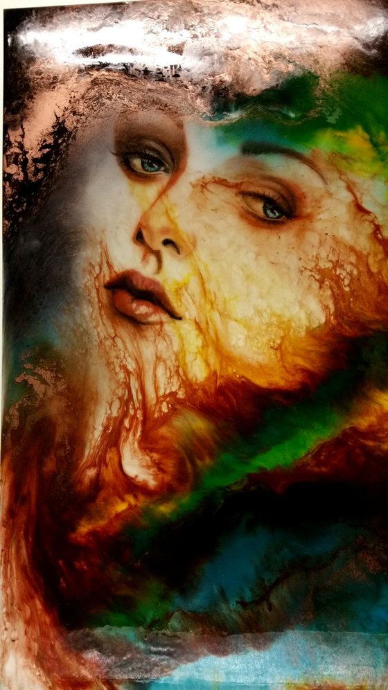 "Wild passion", contenporary resin painting on  board, 53x78x1,2cm, ready to hang