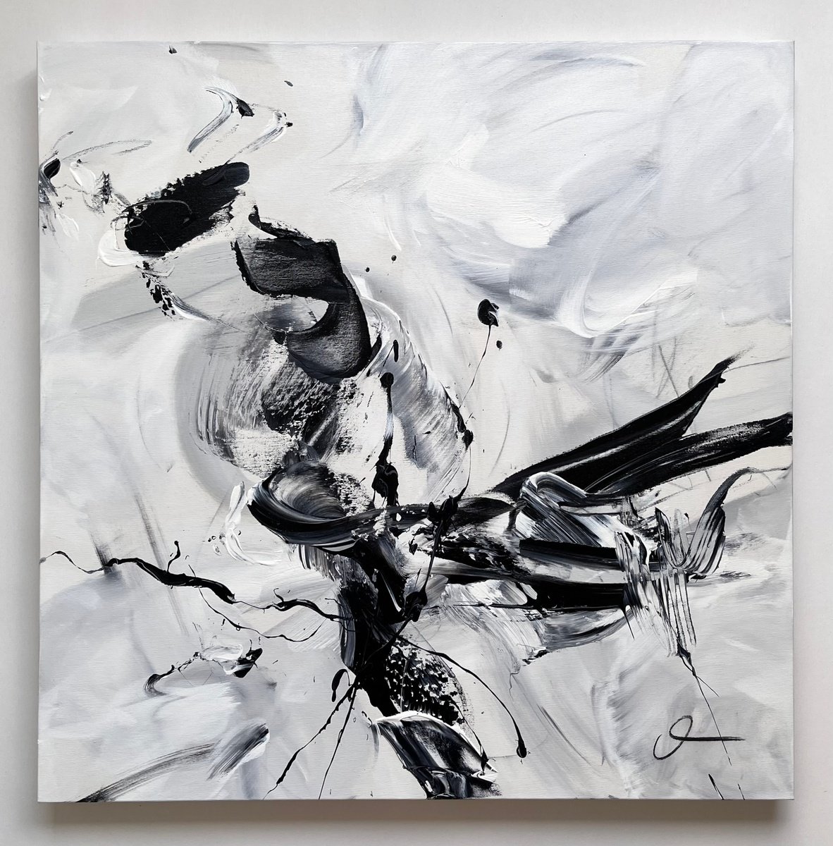 Expressive Abstract Acrylic Painting By Maria Bevilacqua-Fischer, 31 X 31", Rise Like A Phoenix, Original Artwork