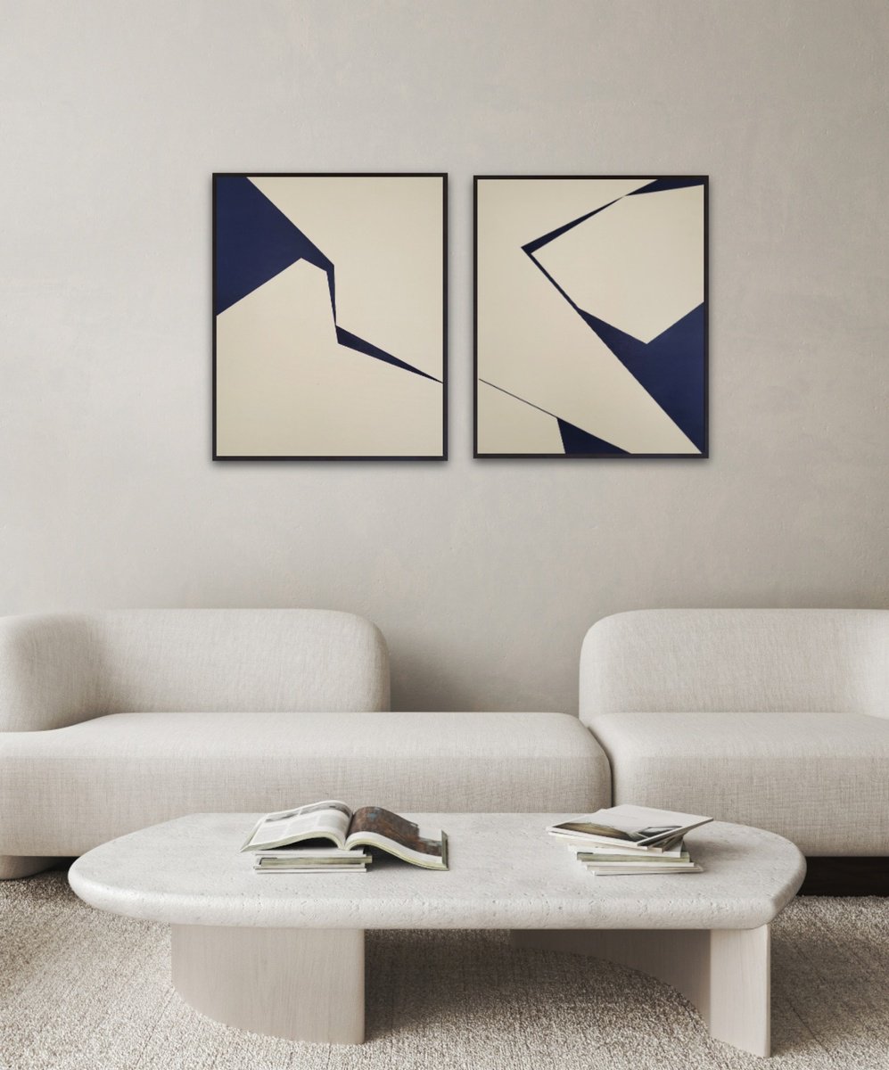 Geometric Abstract Acrylic Painting By Veronika Obushikhina, 39 X 24", Divergence 1, Original Artwork