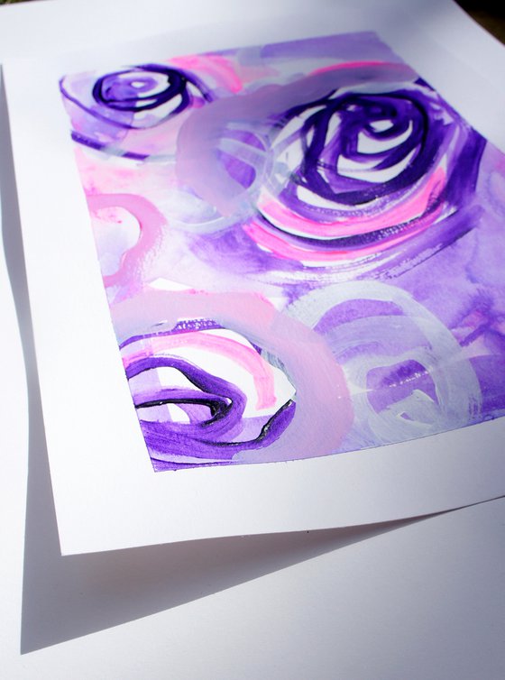 Lilac - abstract painting on A4 paper