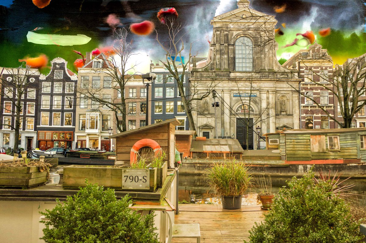 Impressionistic Cityscapes Photograph By Geert Lemmers Fpa, 39 X 31, Amsterdam View Opus 1633 New, Original Artwork