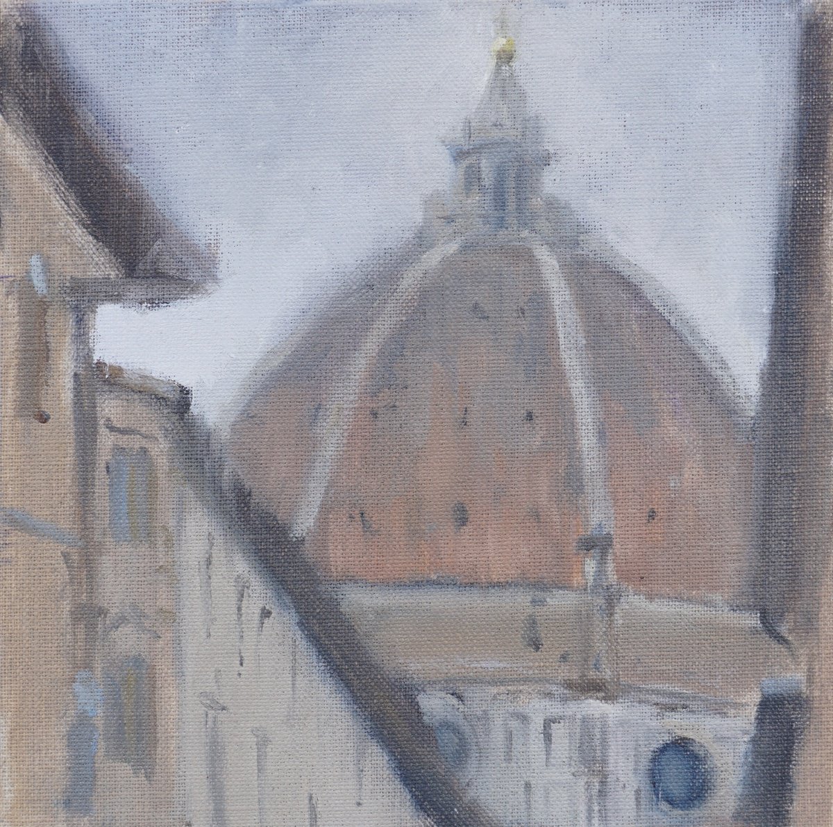 Impressionistic Cityscapes Oil Painting By Alex James Long, 8 X 8, Duomo In The Rain, Florence, Original Artwork