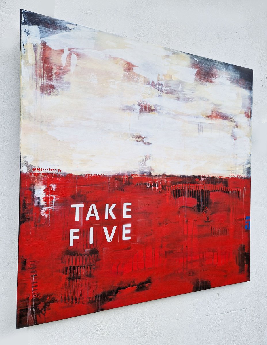 Urban And Pop Abstract Acrylic Painting By Stefanie Rogge, 39 X 39", Take Five, Original Artwork