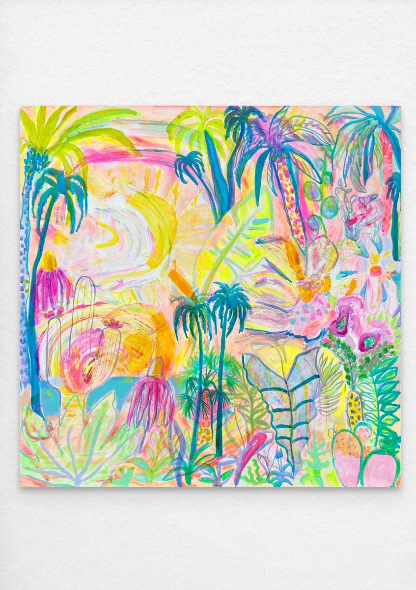 Organic Botanical Acrylic Painting By Kathryn Sillince, 44 X 44", 