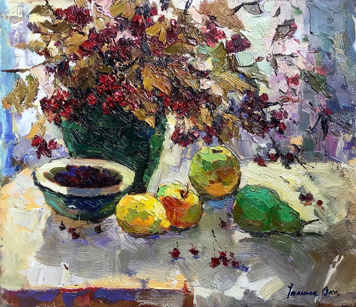 Red Viburnum Oil Painting By Kalenyuk Alex 