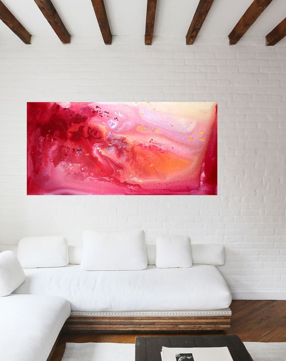 Pink archipelago -  large size - ready to hang