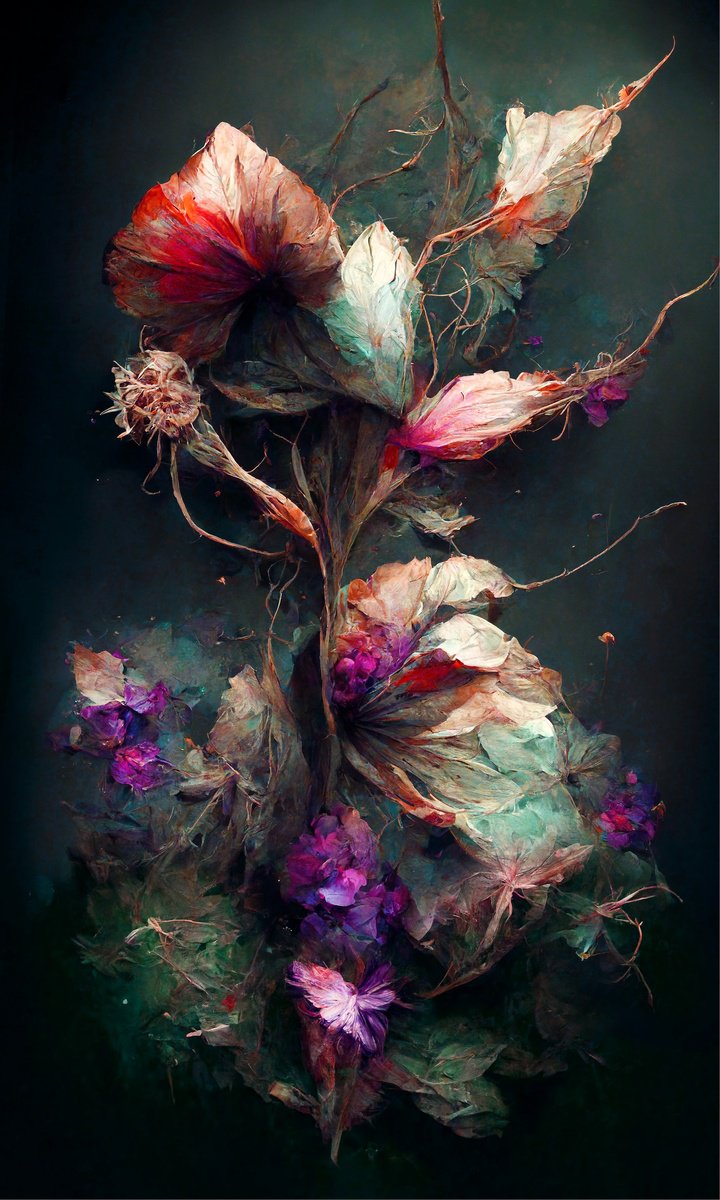 Botanical Painting By Teis Albers, 24 X 39", Floral Decay Xxi, Original Artwork