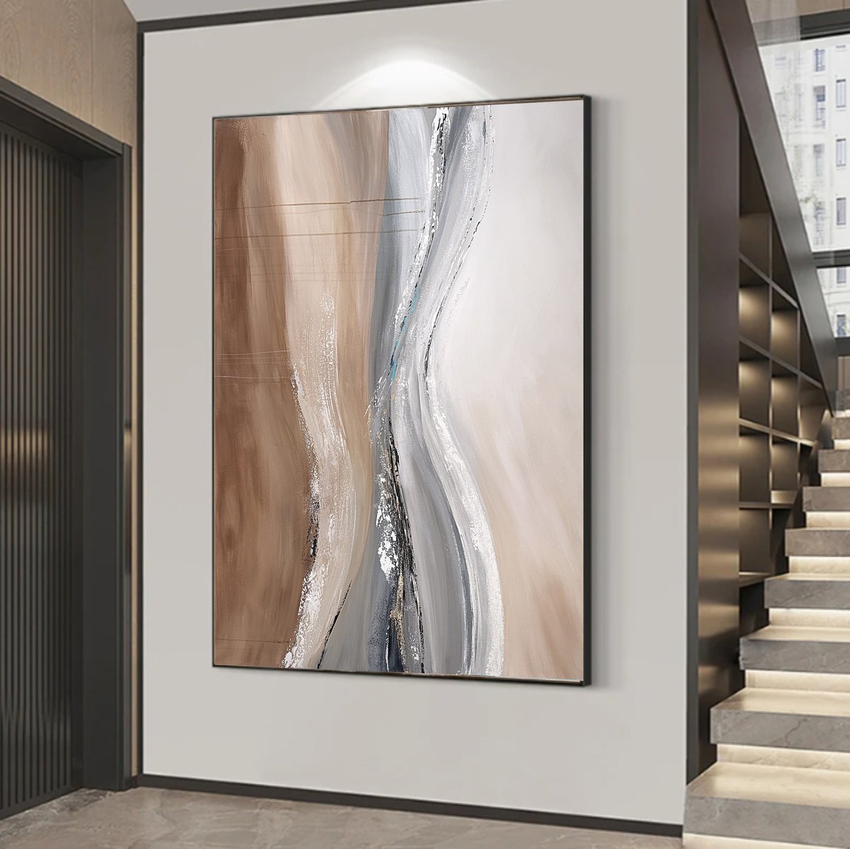 Expressive Abstract Acrylic Painting By Tatiana Malinovscaia, 55 X 39", Flow Of Stillness, Original Artwork