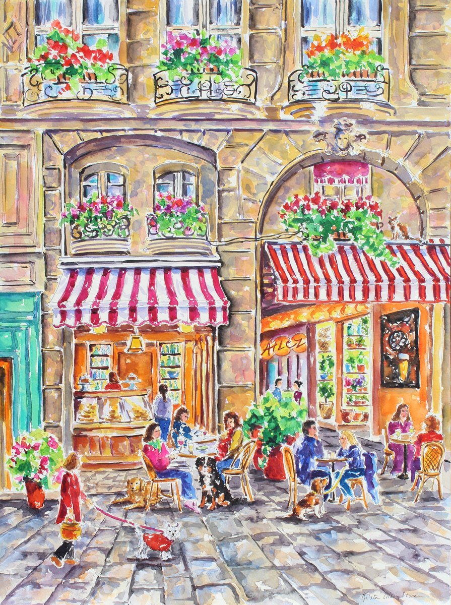 Impressionistic Watercolour , Parisienne Pets By Kristen Olson Stone, 18 X 24, Artwork For Sale On Artfinder