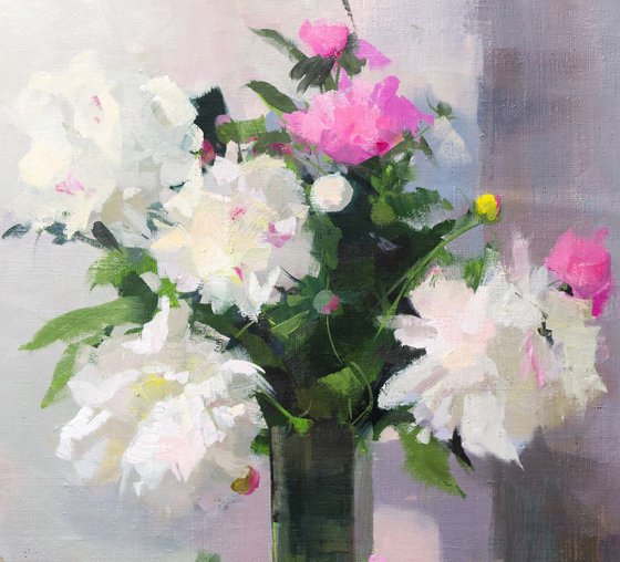 Peony Flowers Painting - When the flowers smile