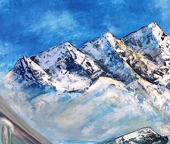 Himalayas - original mountains landscape oil art painting