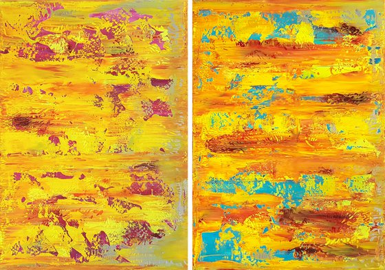 Happy all day long - diptych colorful abstract painting