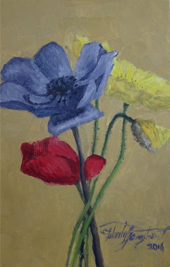 Poppies, (Little Flower Painting series #2)