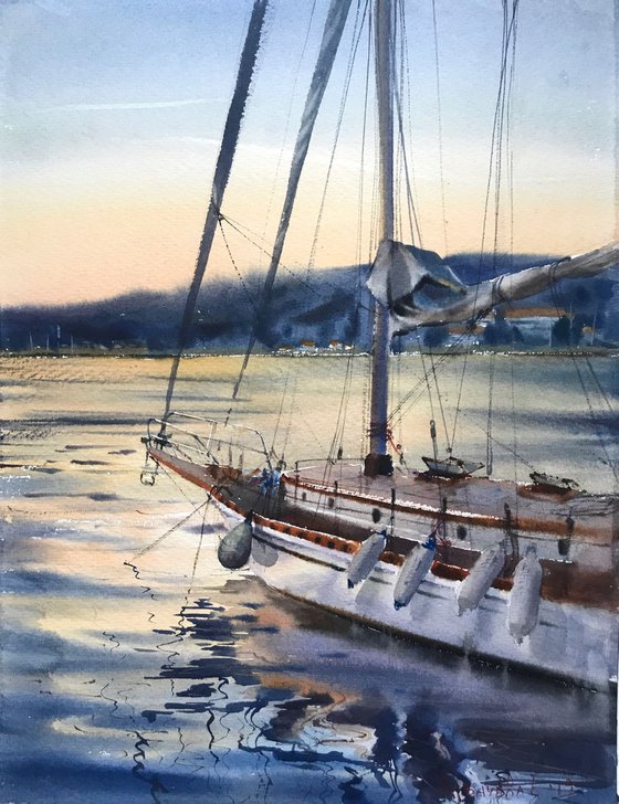 Yacht before sunset