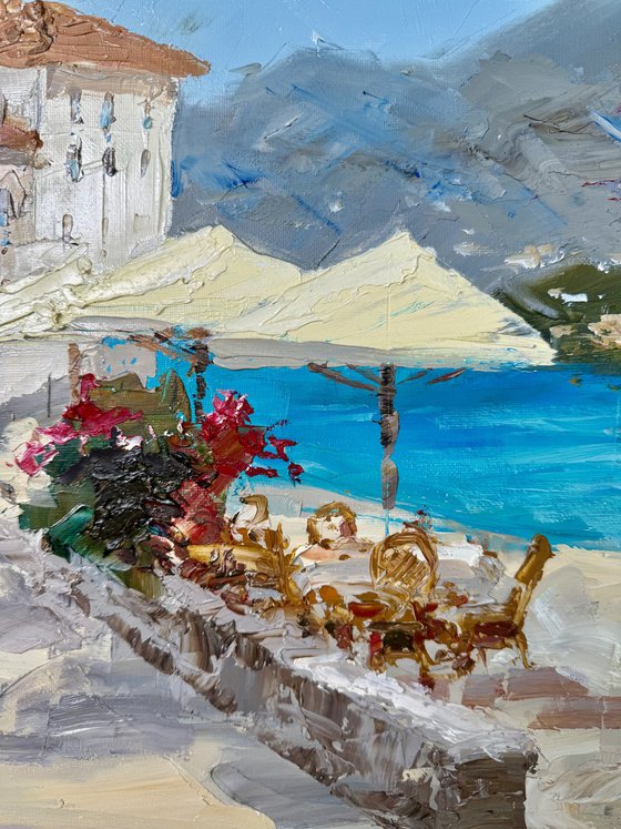 Cafe. Mediterranean Sea.