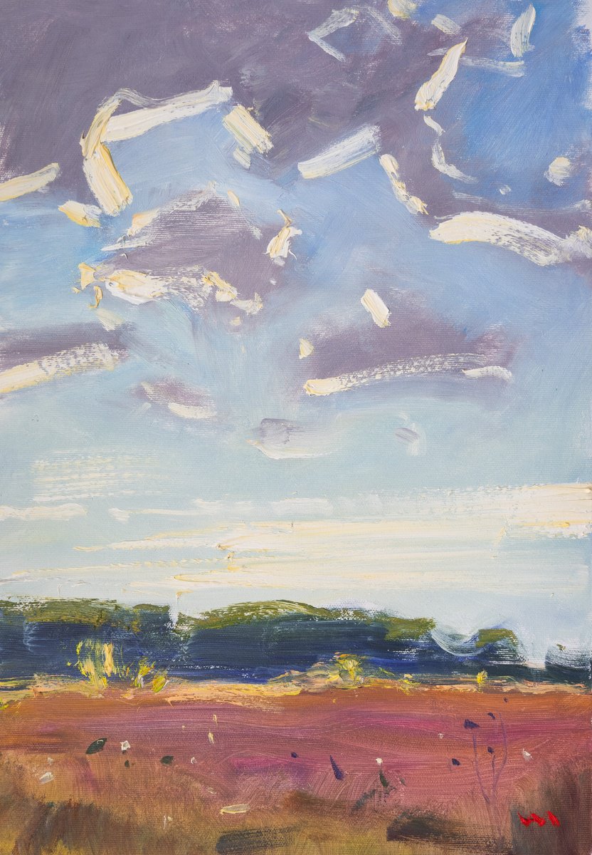 Expressive Landscape Oil Painting By Vasyl Moldavchuk, 13 X 19", Goodbye Summer, Original Artwork