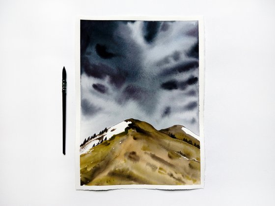 Mountain range art /Clouds painting