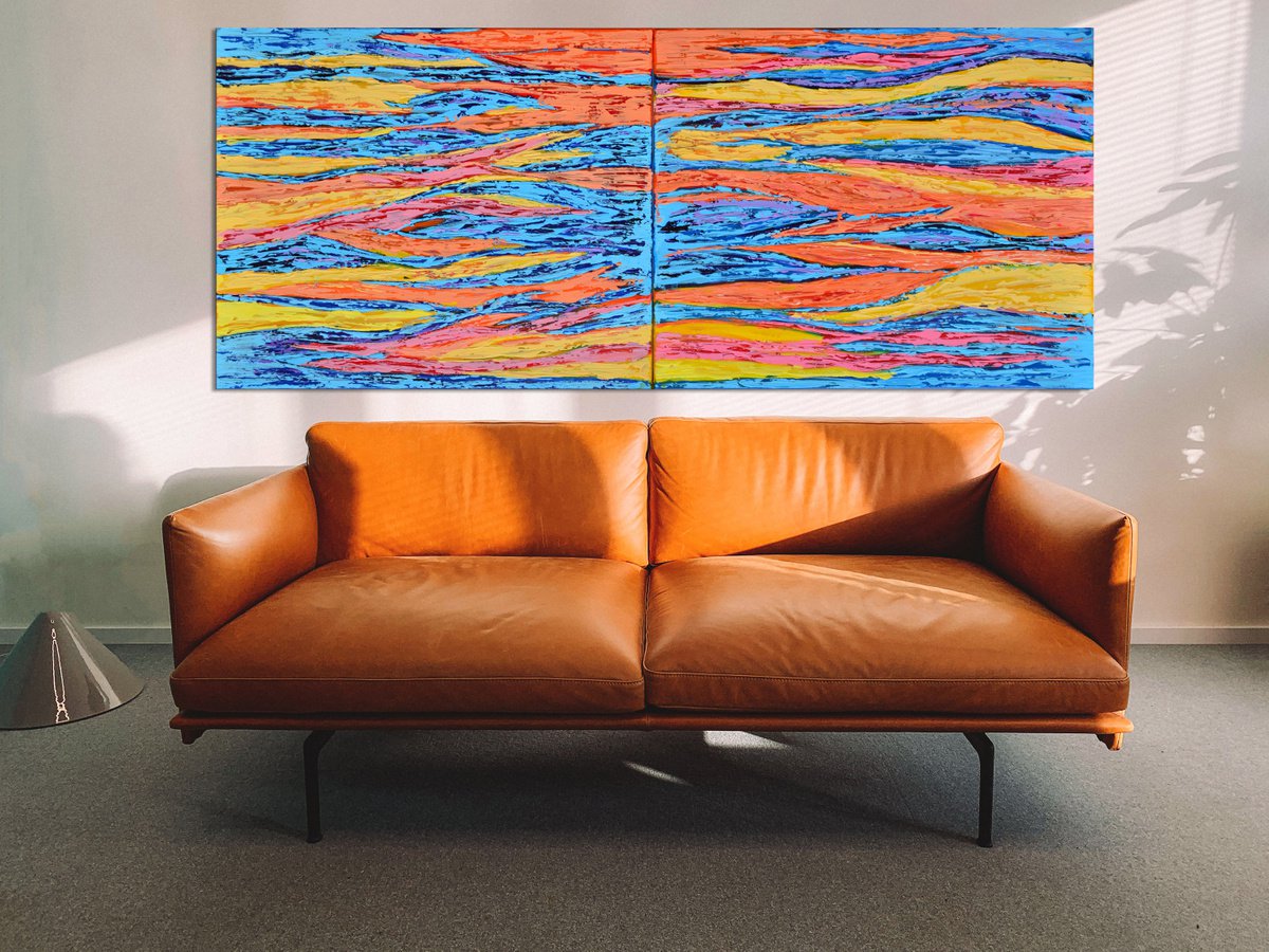 Abstract Acrylic Painting By Misty Lady - M. Nierobisz, 47 X 20", Enjoy Life, Original Artwork